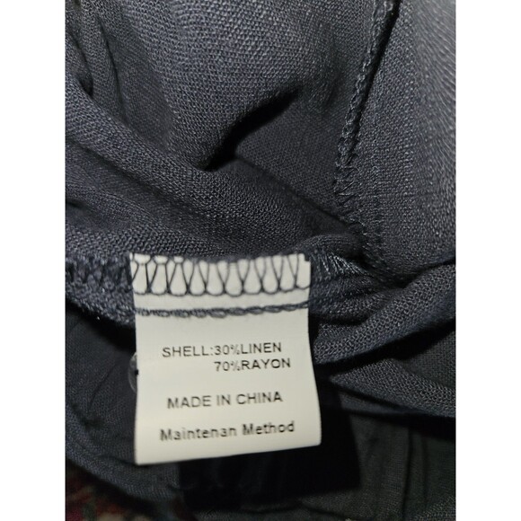 NEW ANRABESS Women's M Grey Linen Jumpsuit Casual Loose Short Slv Wide Leg - Picture 5 of 10